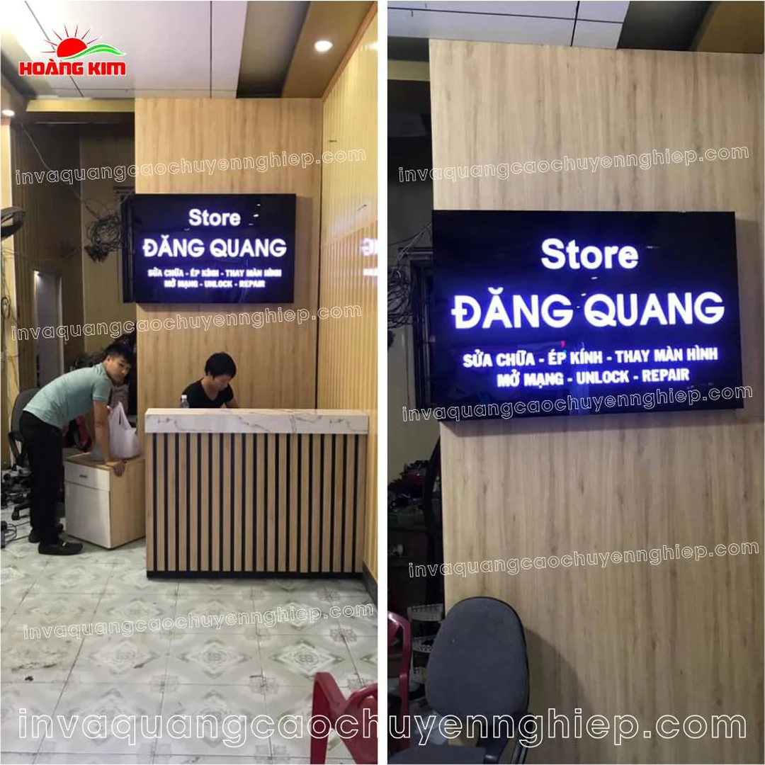 Bảng hiệu hộp đèn đẹp sử dụng bạt Hiflex xuyên sáng