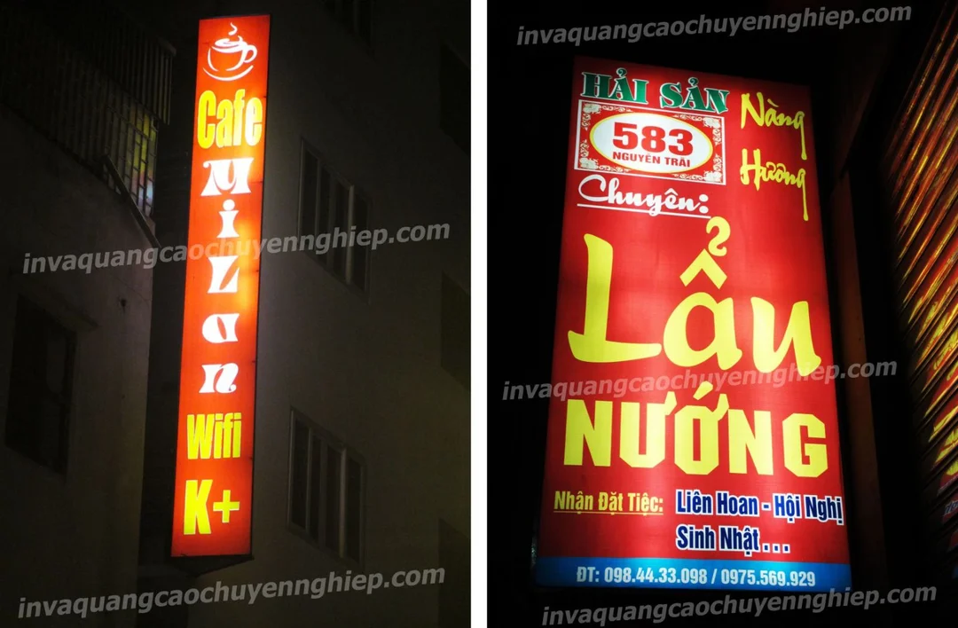 Bảng hiệu hộp đèn hiflex cho quán cafe mặt tiền nhỏ bảng hiệu hộp đèn hiflex quán cafe mặt tiền nhỏ