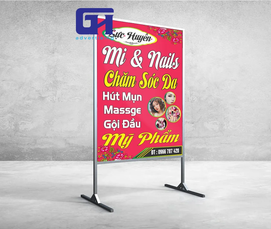 Bảng hiệu quảng cáo đứng khung sắt bạt hiflex bảng hiệu quảng cáo đứng khung sắt bạt hiflex