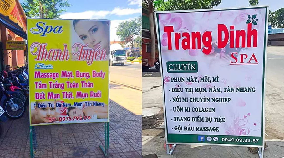 bảng hiệu quảng cáo spa mica phối nền alu hiện đại