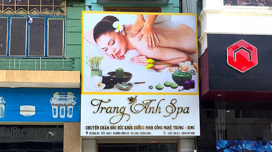 bảng hiệu quảng cáo spa thi công mặt dựng chữ nổi