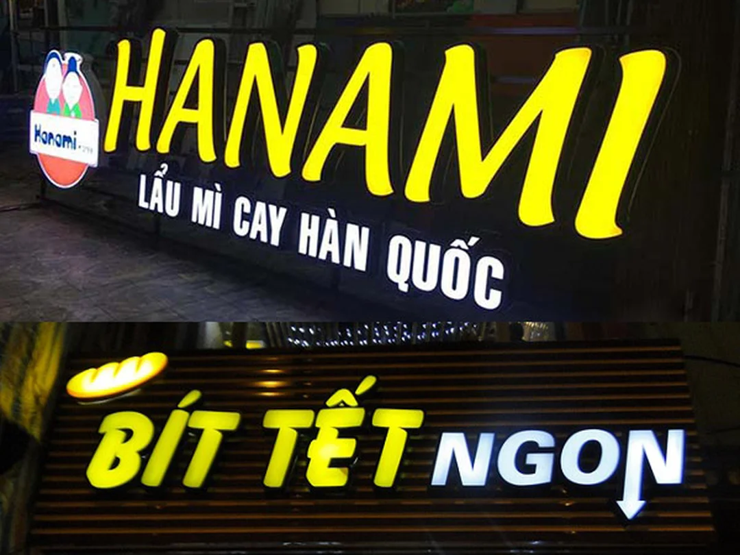 Biển chữ nổi mica gắn đèn LED phát sáng biển chữ nổi mica gắn đèn led phát sáng mặt tiền
