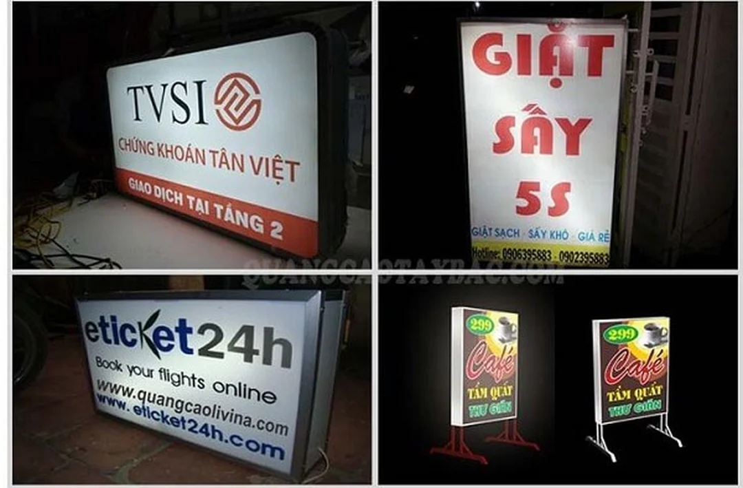 cấu tạo bảng hiệu hộp đèn tròn với khung viền và mặt mica