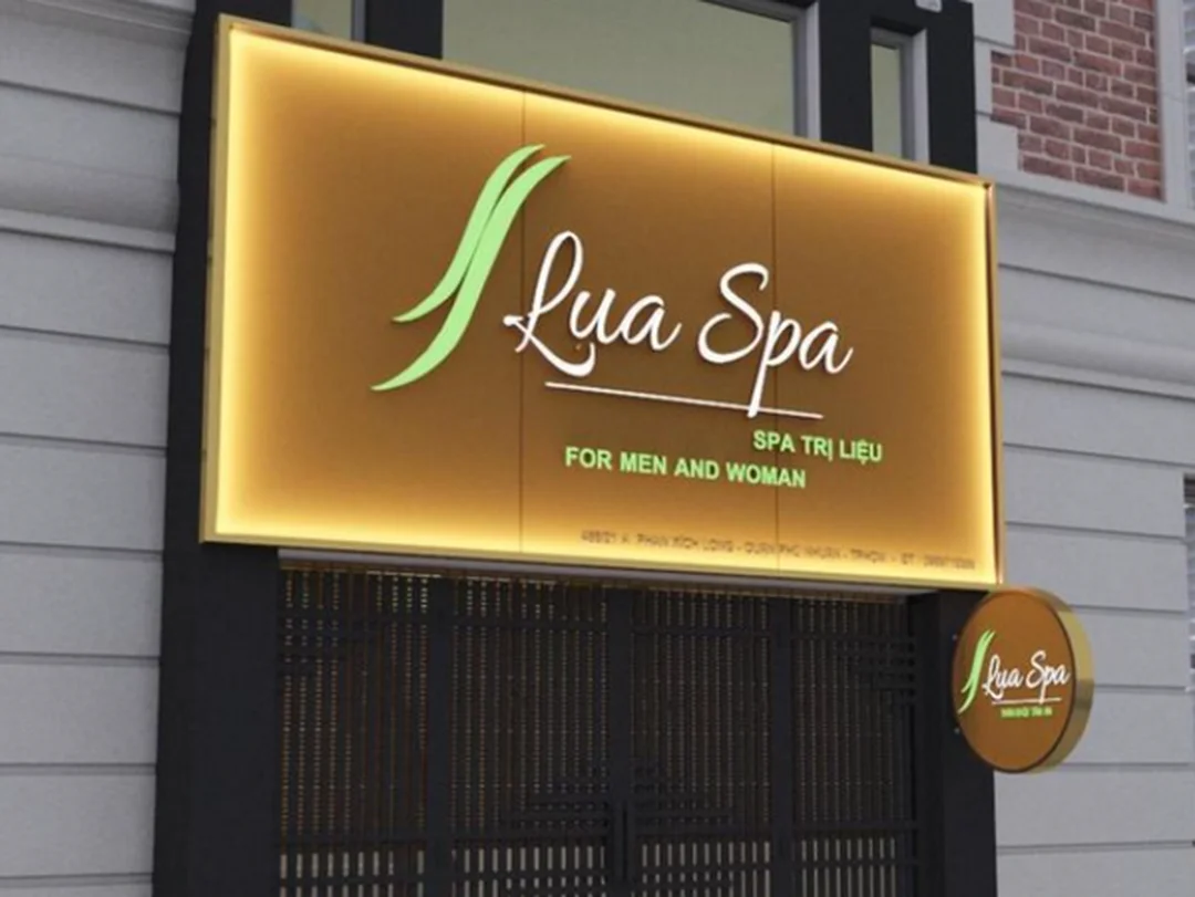 hộp đèn quảng cáo spa ánh sáng dịu cho bảng hiệu buổi tối