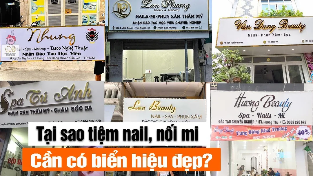 Mẫu bảng hiệu tiệm Nail Nối mi Đẹp Nhất
