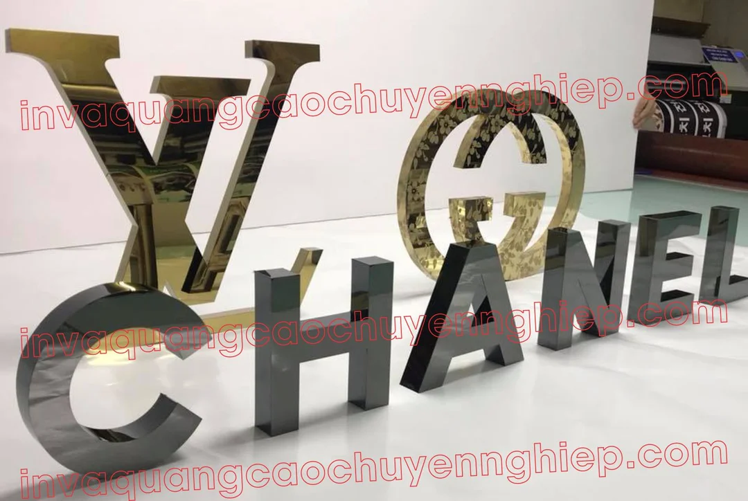 Mẫu chữ nổi inox xanh dùng cho bảng hiệu doanh nghiệp