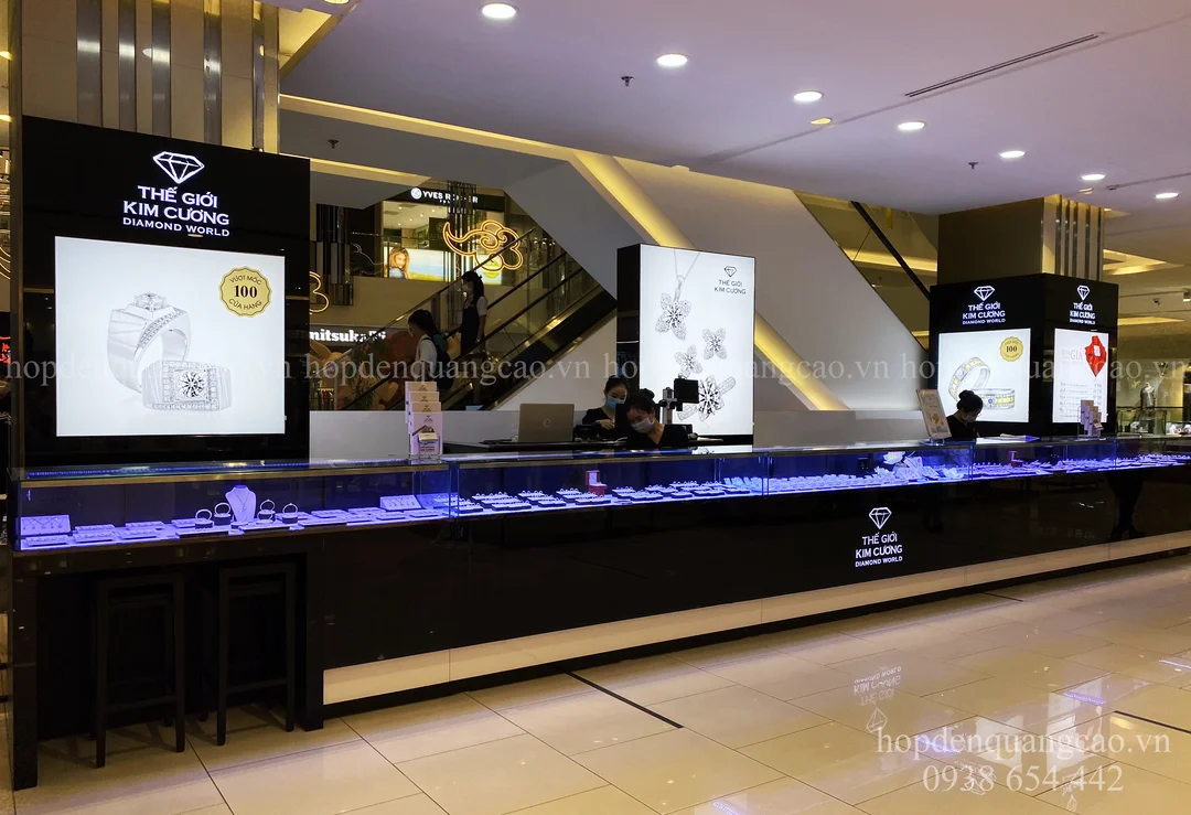 nhôm hộp đèn led không viền căng vải cho showroom và trung tâm thương mại